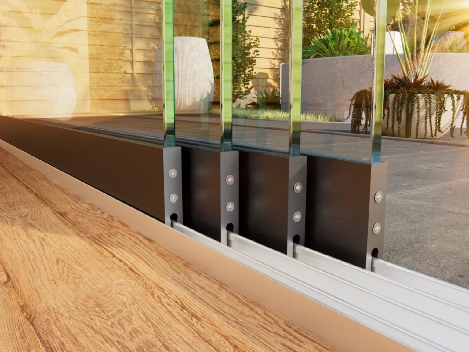 Glasschiebewand Breite von 384 cm bis 405 cm