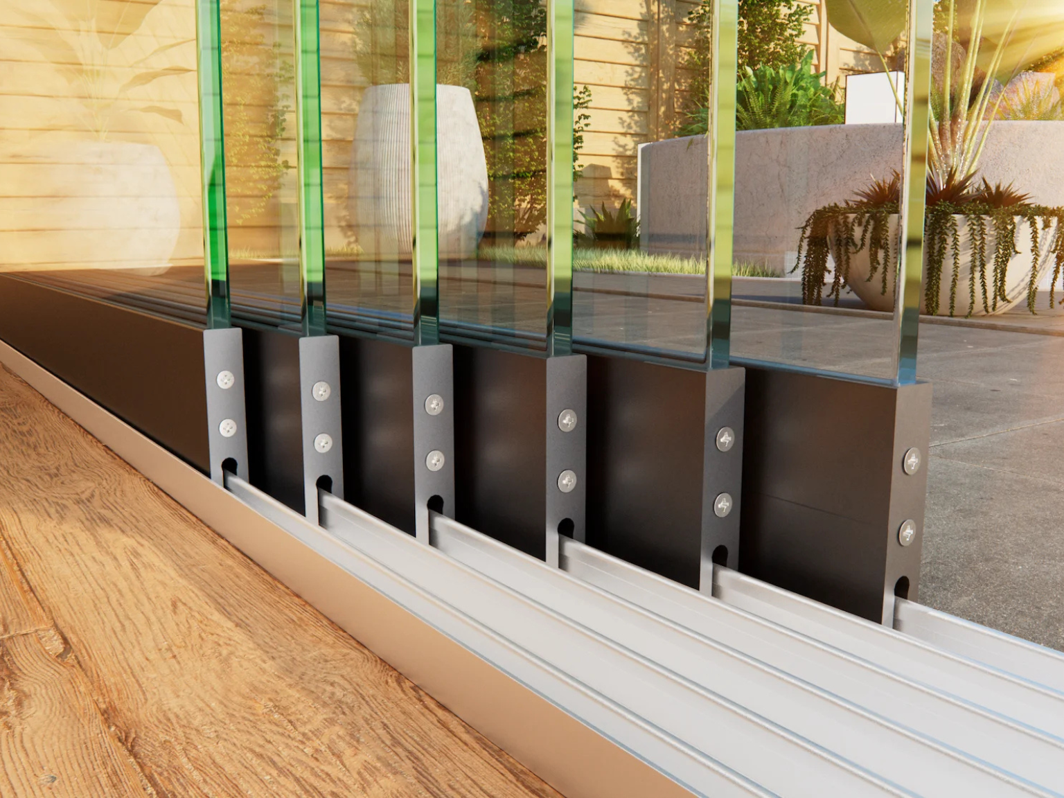 Glasschiebewand Breite von 528 cm bis 576 cm