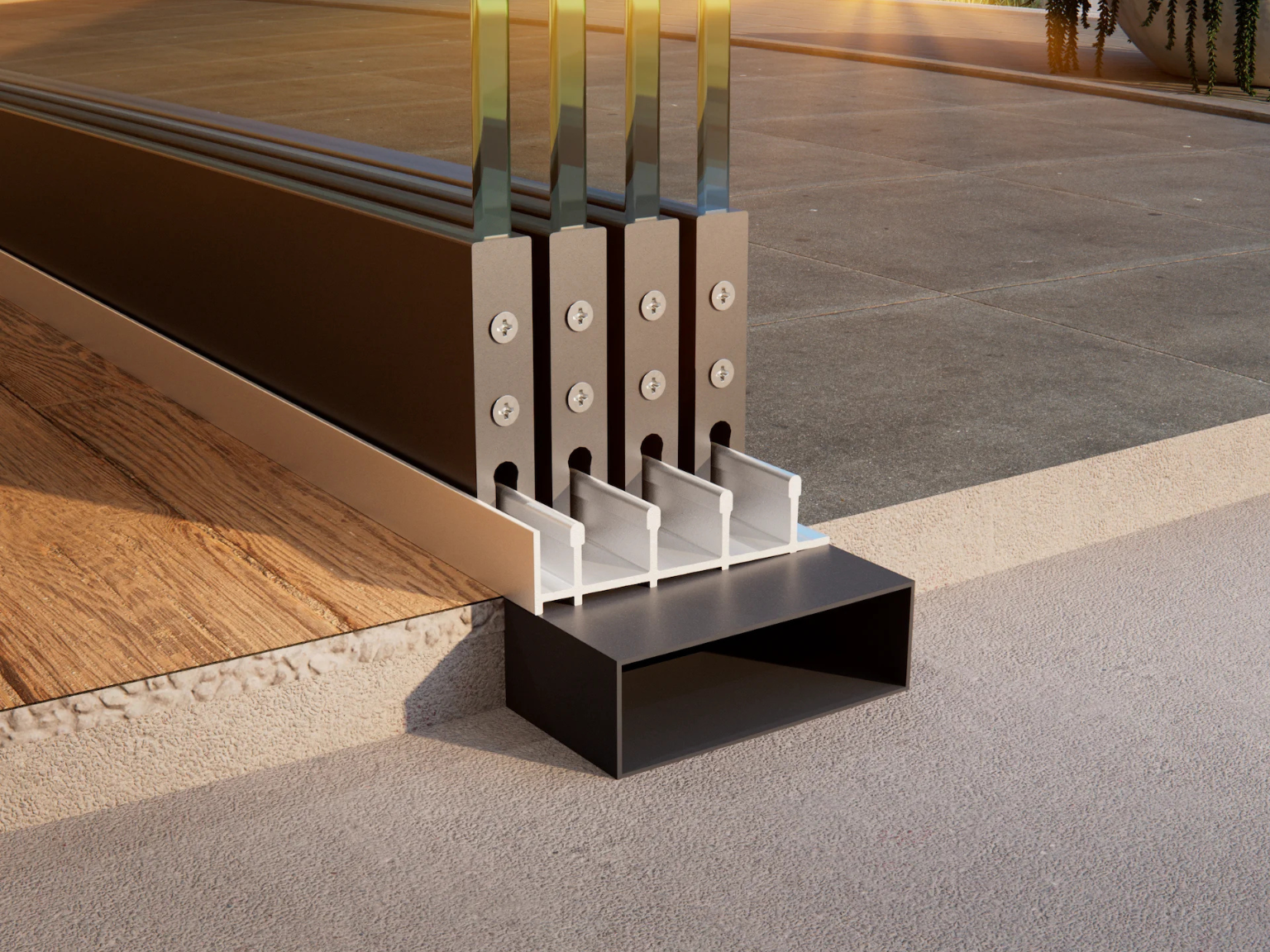 Glasschiebewand Breite von 384 cm bis 405 cm