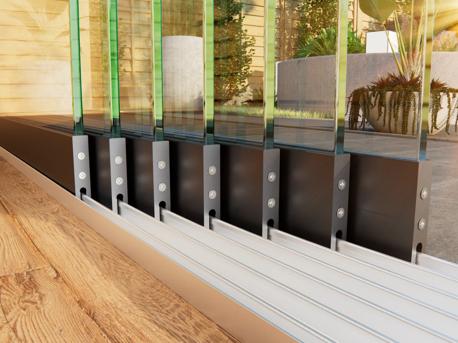 Glasschiebewand Breite von 674 cm bis 705 cm