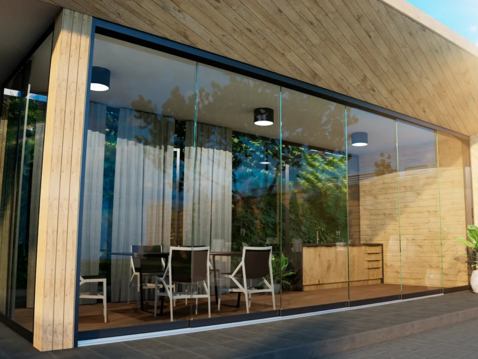 Glasschiebewand Breite von 528 cm bis 576 cm