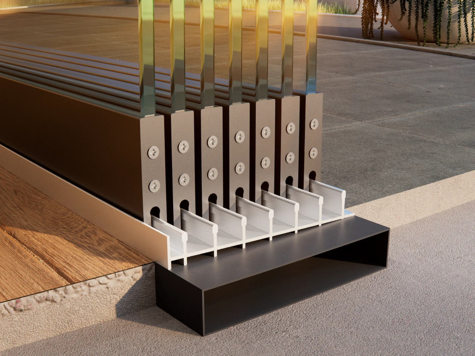 Glasschiebewand Breite von 674 cm bis 705 cm