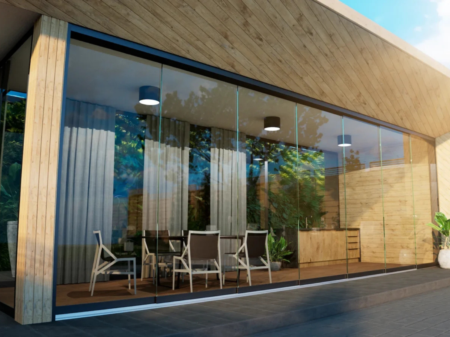 Glasschiebewand Breite von 674 cm bis 705 cm